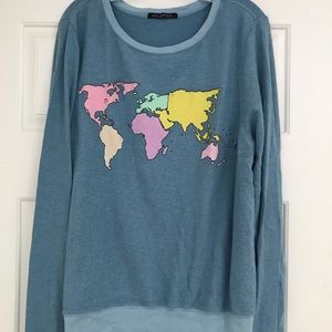 Wildfox blue Map baggy beach jumper LARGE